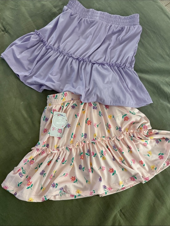 btween Other - Two Btween Pink Floral & Lavender Ruffle Skirts